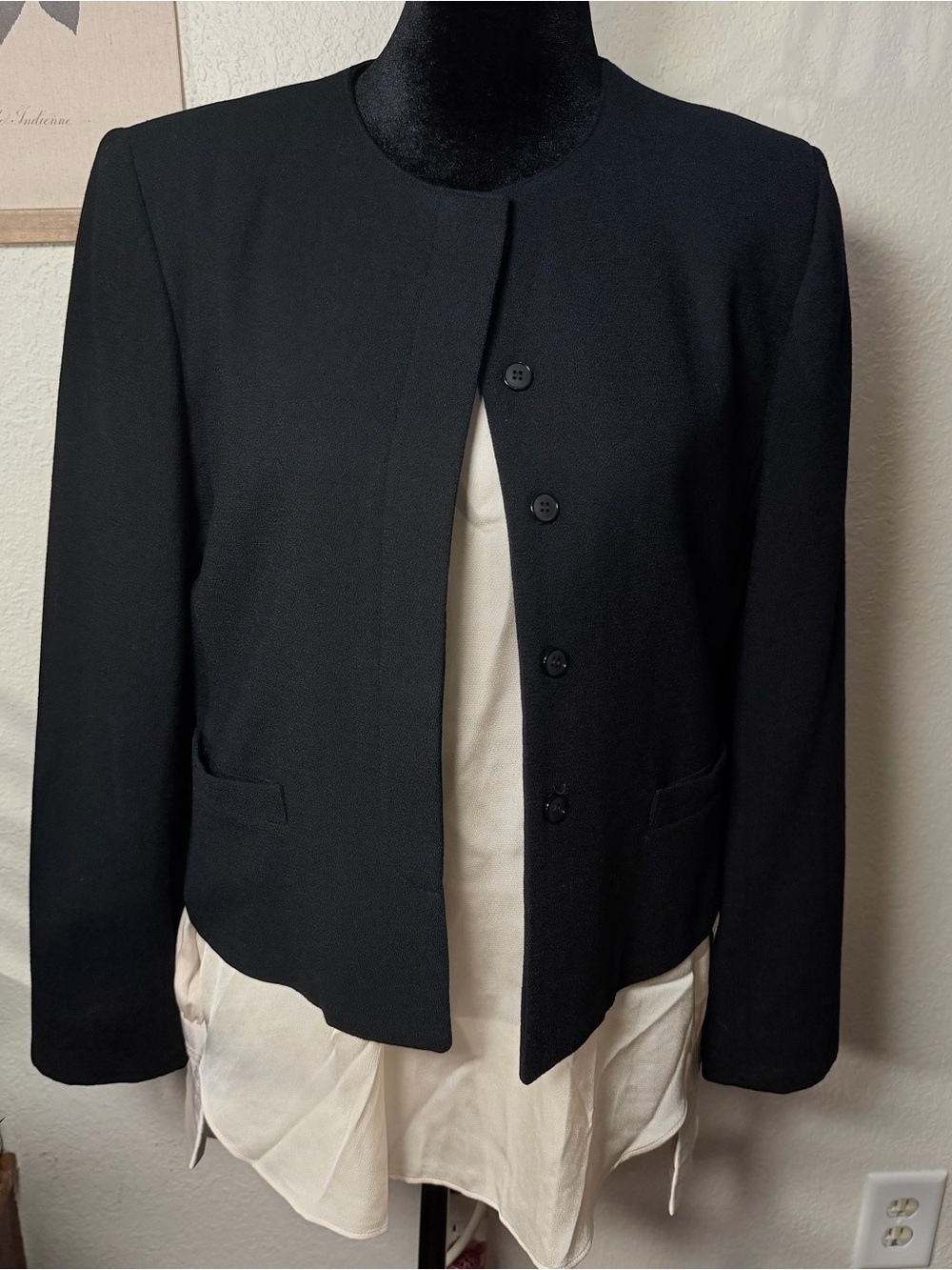 Vintage Lloyd Williams Black Button-Front Blazer Jacket